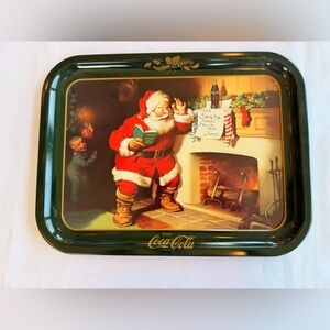 Vintage Coca Cola Christmas Dear Santa Metal Serving Tray